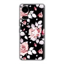 Чехлы с Цветами для TECNO Camon 19 (CI6n) / 19 Pro (CI8n) (VPrint) (Цветочки на черном)