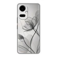 Чехол с цветочным принтом на ТЕКНО Камон 19 (СИ6н) / 19 Про (СИ8н) (Черные цветы)