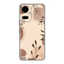 Чехол с цветочным принтом на ТЕКНО Камон 19 (СИ6н) / 19 Про (СИ8н) (Коричневые цветы)