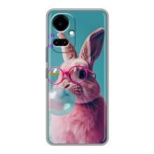 Чехол с принтом стильные животные для ТЕКНО Камон 19 (СИ6н) / 19 Про (СИ8н) – Кролик в очках