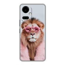 Чехол с принтом стильные животные для ТЕКНО Камон 19 (СИ6н) / 19 Про (СИ8н) – Лев в очках