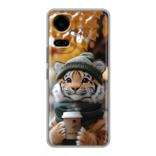 Печатный чехол «Зверята с кофе» для TECNO Camon 19 (CI6n) / 19 Pro (CI8n) – Тигр с кофе