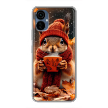 Друкований чохол 'Звірята з кавою' для TECNO Camon 19 Neo – Білка з кавою