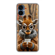 Друкований чохол 'Звірята з кавою' для TECNO Camon 19 Neo – Жираф з кавою