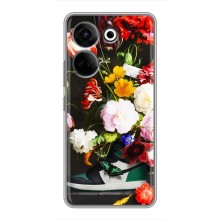 Брендновые Чехлы для Tecno Camon 20 Pro - (PREMIUMPrint) (Nike цветы)