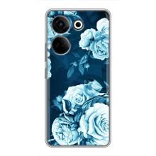 Чехлы (ART) Цветы на Tecno Camon 20 Pro (VPrint) (Голубые Бутоны)