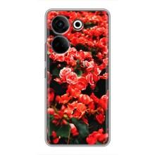 Чехлы с Цветами для Tecno Camon 20 Pro (VPrint) (Цветы красные)