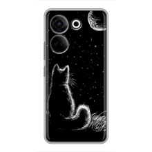 Чехол с принтом для Tecno Camon 20 Pro (AlphaPrint) Модные коты (Котик и луна)