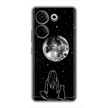 Чехол с рисунком кот на Tecno Camon 20 Pro (Девушка с котом)