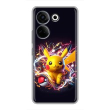Чехол с Пикачу на Tecno Camon 20 Pro (Пикачу с мячом)