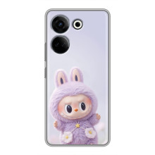 Чехол с принтом Лабубу для Tecno Camon 20 Pro – Фиолетовый Лабубу