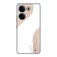 Силиконовый чехол с принтом в цветах на Tecno Camon 20 Pro – Нюдовый дизайн