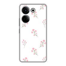 Чехол с розовым рисунком для Tecno Camon 20 Pro (Розовые цветы)