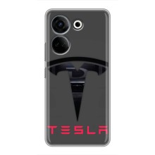 Силіконовий бампер з картинкою машини на Tecno Camon 20 Pro – Logo TESLA