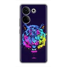 Силиконовый бампер с картинкой животных для Tecno Camon 20 Pro (Тигр-Арт)