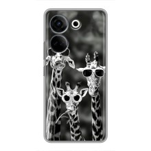 Силиконовый чехол с КАРТИНКАМИ лето для Tecno Camon 20 Pro (AlphaPrint) (Жирафы в очках)