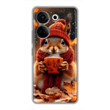 Печатный чехол «Зверята с кофе» для Tecno Camon 20 Pro – Белка с кофе