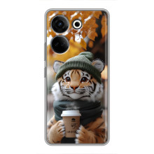 Печатный чехол «Зверята с кофе» для Tecno Camon 20 Pro – Тигр с кофе