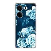 Чехлы (ART) Цветы на Tecno Camon 20 (VPrint) (Голубые Бутоны)