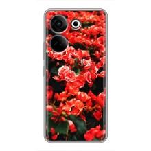 Чехлы с Цветами для Tecno Camon 20 (VPrint) (Цветы красные)