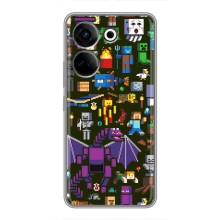 Чехол Майнкрафт на Tecno Camon 20 (AlphaPrint) Minecraft (Коллаж Майнкрафт)