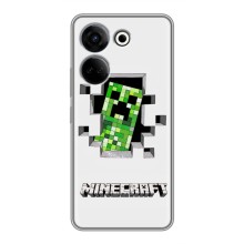 Чехол Майнкрафт на Tecno Camon 20 (AlphaPrint) Minecraft (крипер Майнкрафт)