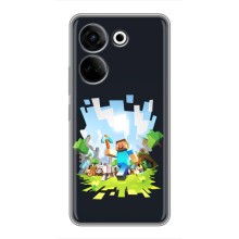 Чехол Майнкрафт на Tecno Camon 20 (AlphaPrint) Minecraft (персонажи Minecraft)