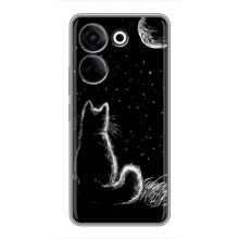 Чехол с принтом для Tecno Camon 20 (AlphaPrint) Модные коты (Котик и луна)
