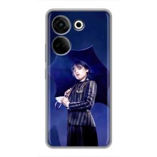 Чехлы Венсдей на Tecno Camon 20 Уэнсдей (AlphaPrint) (Уэнздей с зонтом)