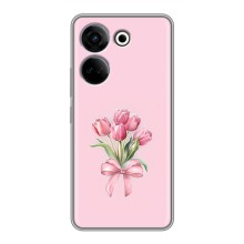 Чехол с розовым рисунком для Tecno Camon 20 (Букет цветов)