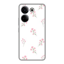 Чехол с розовым рисунком для Tecno Camon 20 (Розовые цветы)