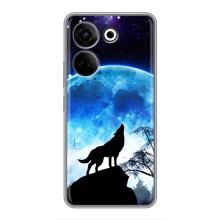 Защитные чехлы для ТЕХНО Камон 20 (AlphaPrint) (ХИТ продаж) ВОЛК (Волк на луну)