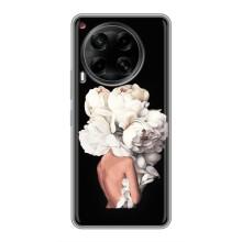 Чехлы (ART) Цветы на Tecno Camon 30 (CL6) (VPrint) (Белые цветы)