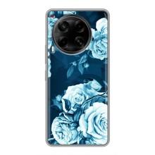 Чехлы (ART) Цветы на Tecno Camon 30 (CL6) (VPrint) (Голубые Бутоны)