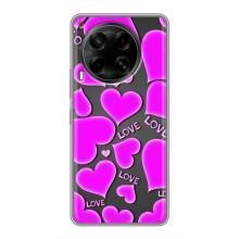Чехлы для любимой на Техно Камон 30 (VPrint) (Pink hearts)
