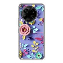 Чехлы с Цветами для Tecno Camon 30 (CL6) (VPrint) (Цветочный дизайн)