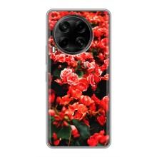 Чехлы с Цветами для Tecno Camon 30 (CL6) (VPrint) (Цветы красные)