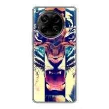 Чехлы с изображением разных животных для Tecno Camon 30 (CL6) (Яркий Тигр)