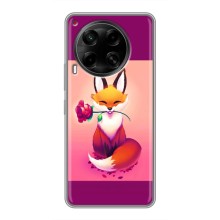 Чехлы с картинкой Лисички для Tecno Camon 30 (CL6) (VPrint) (Лисичка с розочкой)