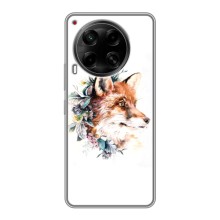 Чехлы с картинкой Лисички для Tecno Camon 30 (CL6) (VPrint) (Лисичка в цветочках)
