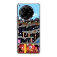 Чехол Майнкрафт на Tecno Camon 30 (CL6) (AlphaPrint) Minecraft (фон Minecraft)