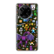 Чехол Майнкрафт на Tecno Camon 30 (CL6) (AlphaPrint) Minecraft (Коллаж Майнкрафт)