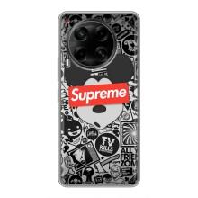 Чохол з Брендами одягу на Камон 30 – Supreme Маус