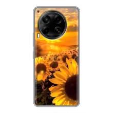 Чехол с Цветами для Tecno Camon 30 (CL6) (поле подсолнухов)