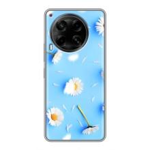 Чехол с Цветами для Tecno Camon 30 (CL6) (ромашки на голубом)