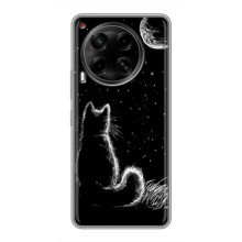 Чехол с принтом для Tecno Camon 30 (CL6) (AlphaPrint) Модные коты (Котик и луна)