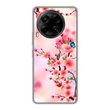 Чохол з картинкою Сакури на Tecno Camon 30 (CL6) – Метелики на сакурі