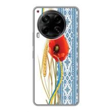 Силиконовый Чехол на Tecno Camon 30 (CL6) с картинкой Вышиванки – Вышиванка с цветком
