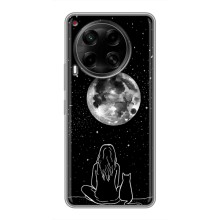 Чехол с рисунком кот на Tecno Camon 30 (CL6) (Девушка с котом)