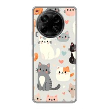 Чехол с рисунком кот на Tecno Camon 30 (CL6) (Коллаж котов)